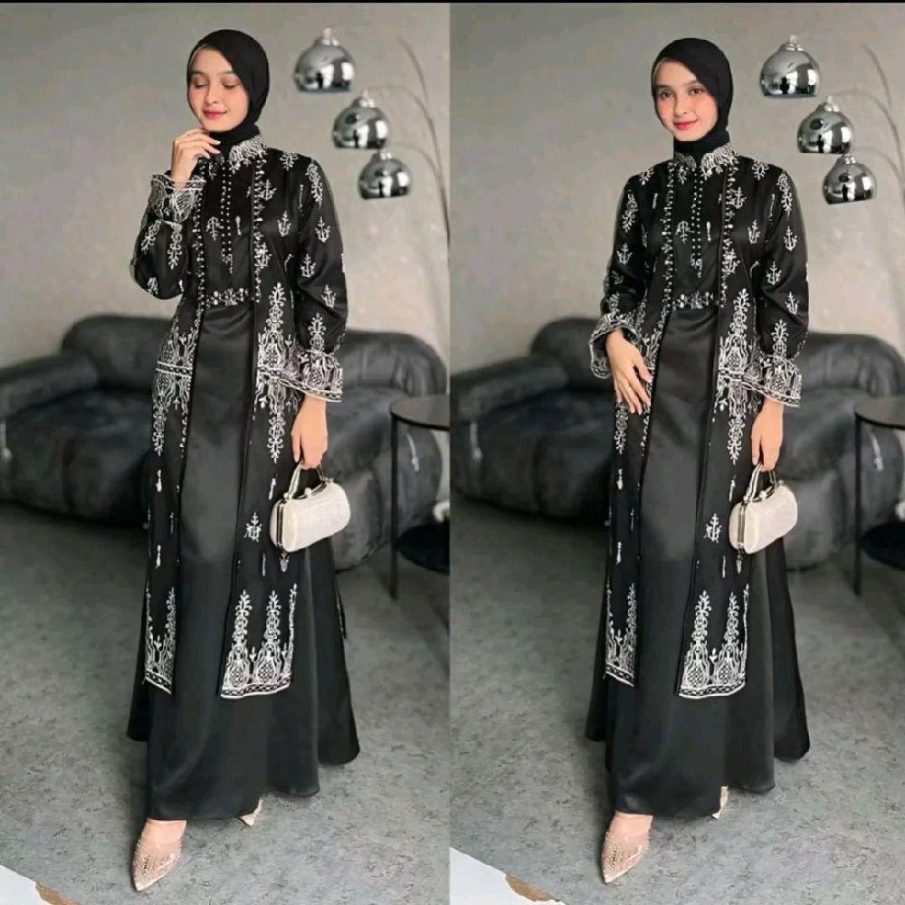 Gamis Brukat / Tiara Set Dress Bahan Velvet Mix Brukat / Gamis Brukat Pesta / Gamis Kondangan Kekini