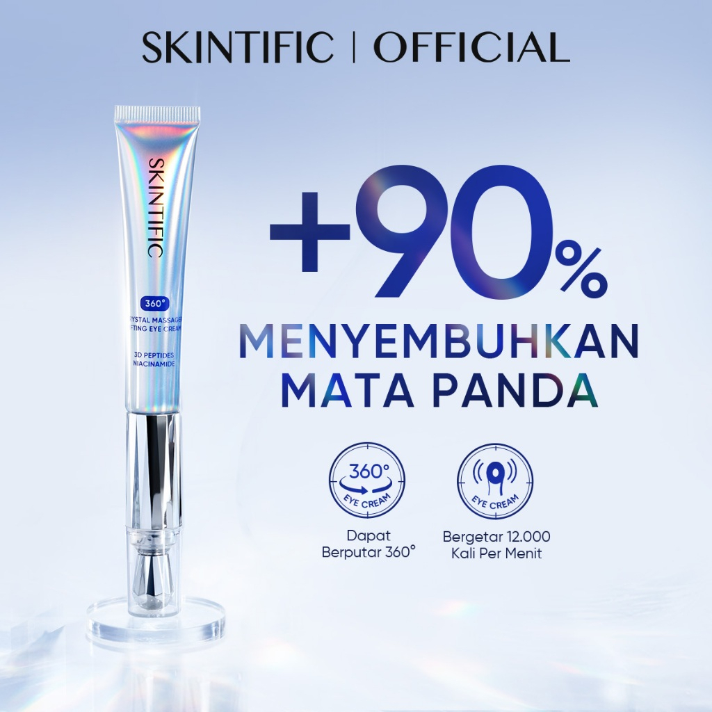 SKINTIFIC - 360° Crystal Massager Lifting Eye Cream 20ml | Puffy Eyes Mata Panda Dengan Massager Get