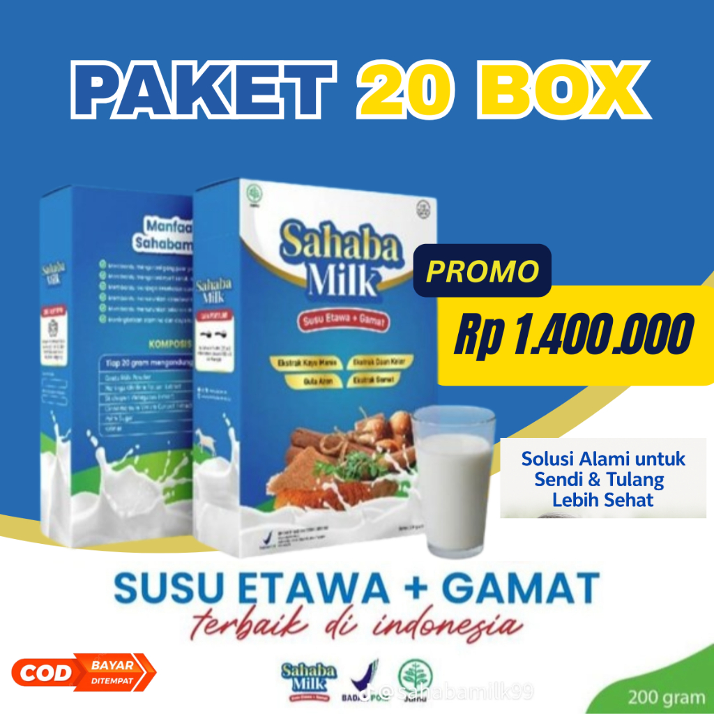 

SAHABAMILK - 20 Box Susu Etawa Dengan Ekstrak Gamat Dan Daun Kelor