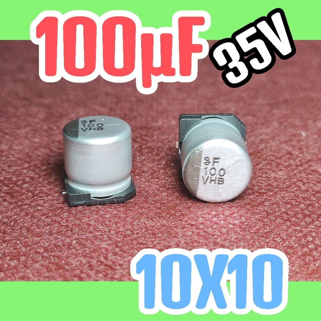 Solid kapasitor capasitor elko elco SMD 35v 100uf 35v 100 uf 35 v 35 volt VHB 10x10 ORIGINAL
