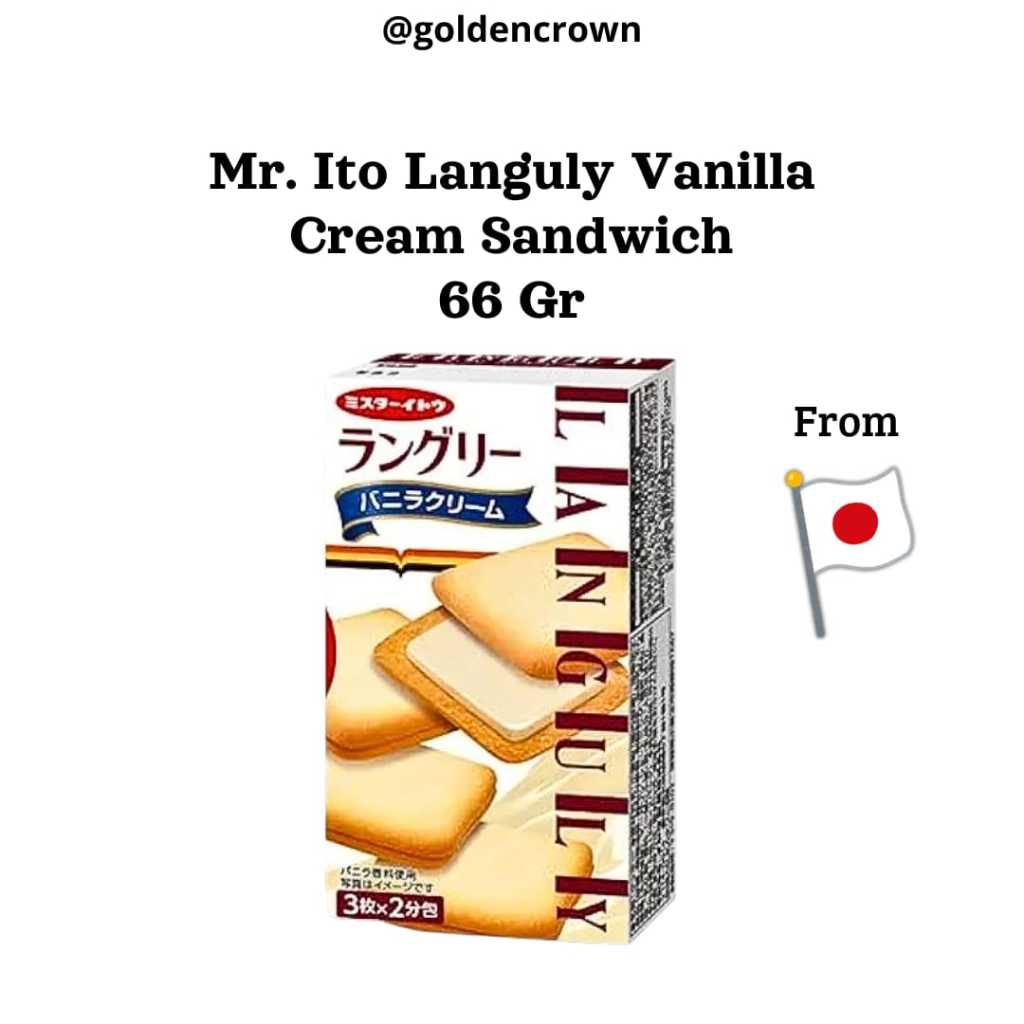 

Mr.Ito Languly Vanilla Cream Sandwich / Biskuit Sandwich dengan Krim Rasa Vanila 66g