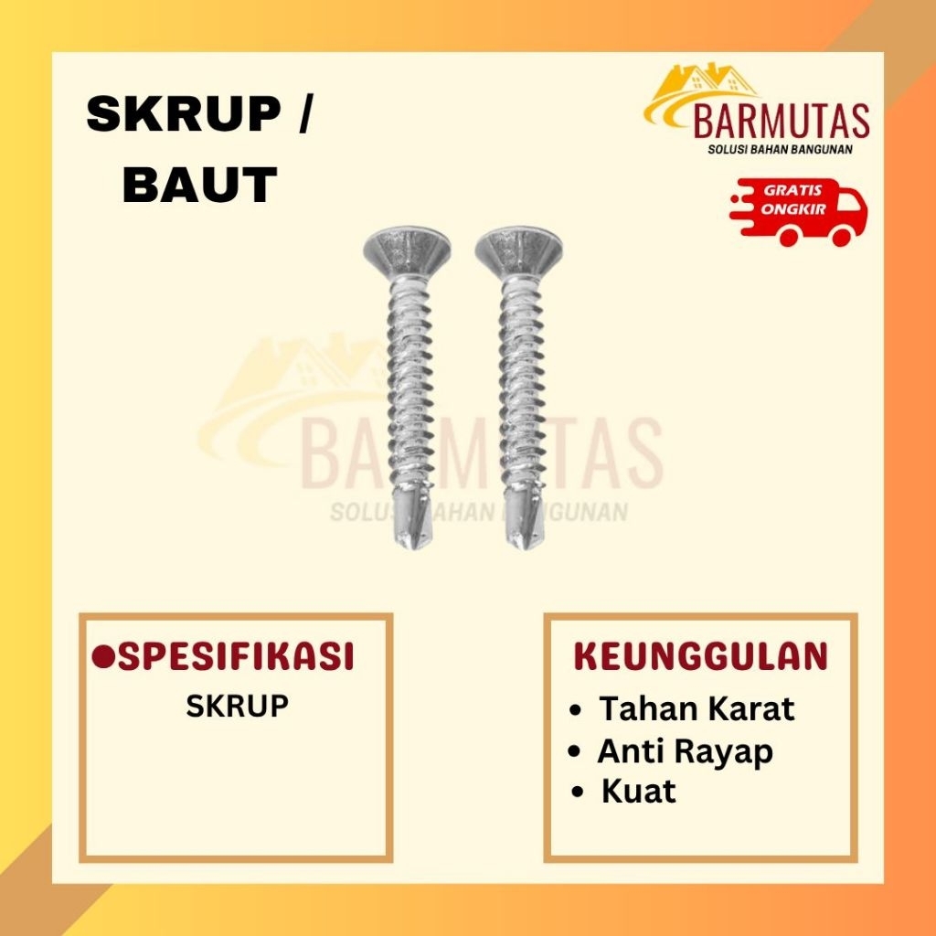 BARMUTAS - Baut / Ruping / Roofing / Skrup 3 CM , 7CM