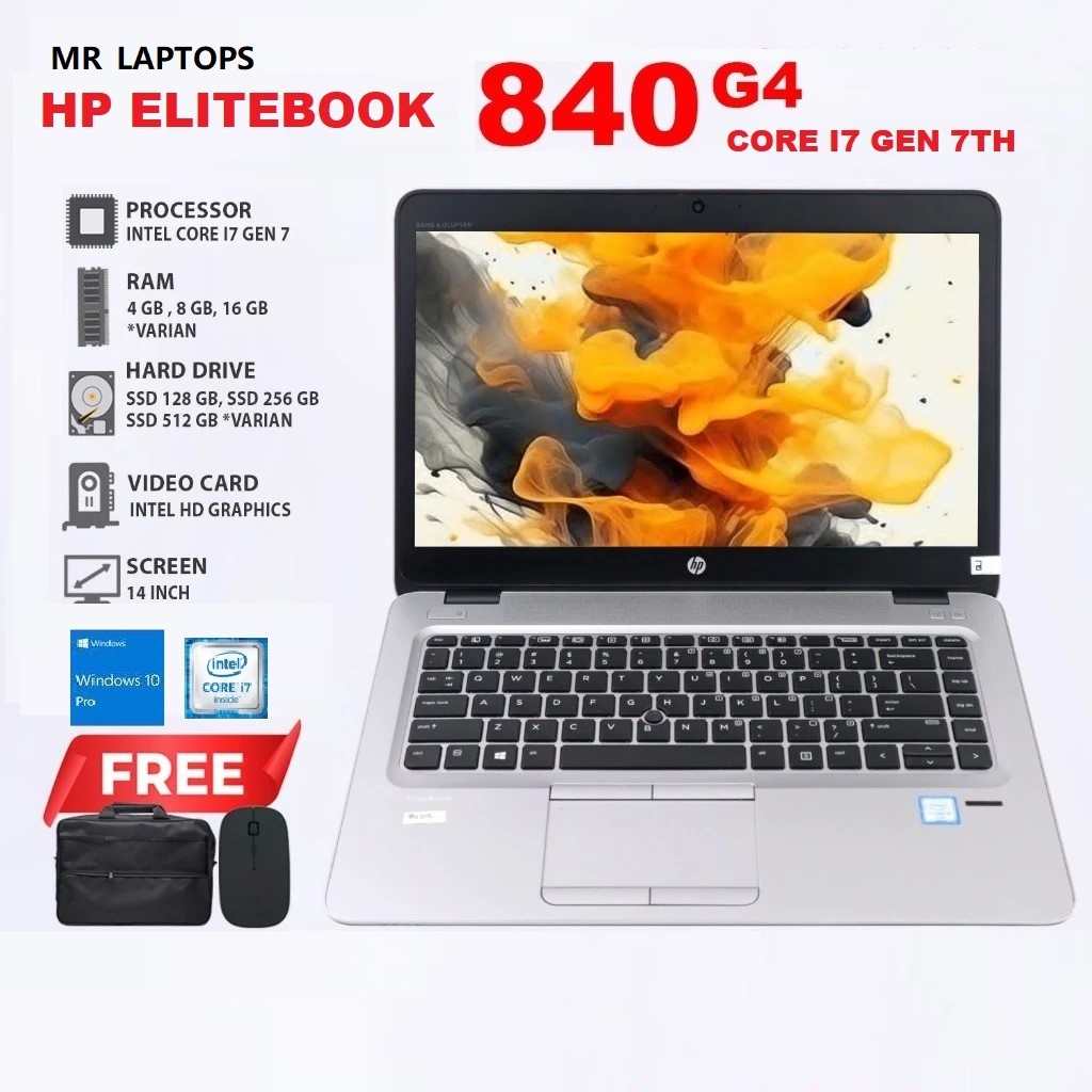 Laptop MURAH HP Elitebook 840 G4 i7 Gen 7 Ram 16GB/512GB SSD - WINDOWS 10pro