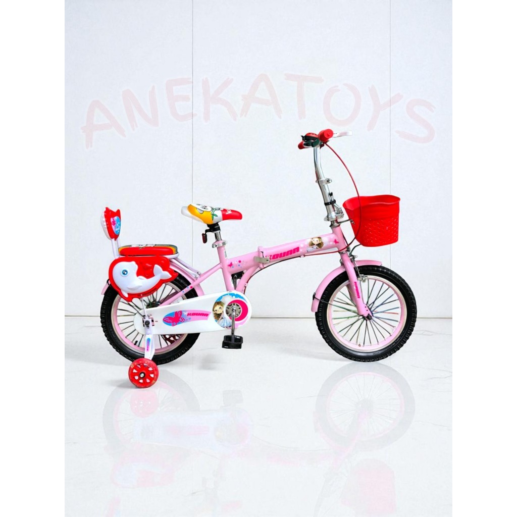 Sepeda Lipat Anak KOUAN Folding Bike 16 Inch dengan Boncengan dan Keranjang Depan