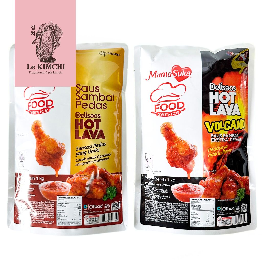 

MamaSuka Delisaos Hot Lava & Hot Lava Volcano Sauce Spicy Saus Sambal Super Pedas 1 KG Pouch
