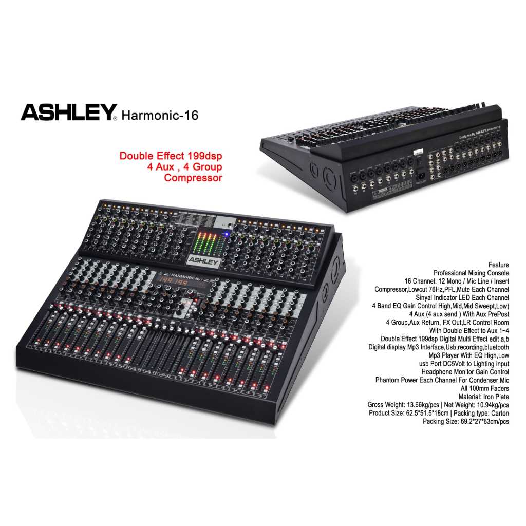 Mixer ASHLEY Harmonic 16/ Harmonic16 Mixer ASHLEY 16 channel - ORIGINAL
