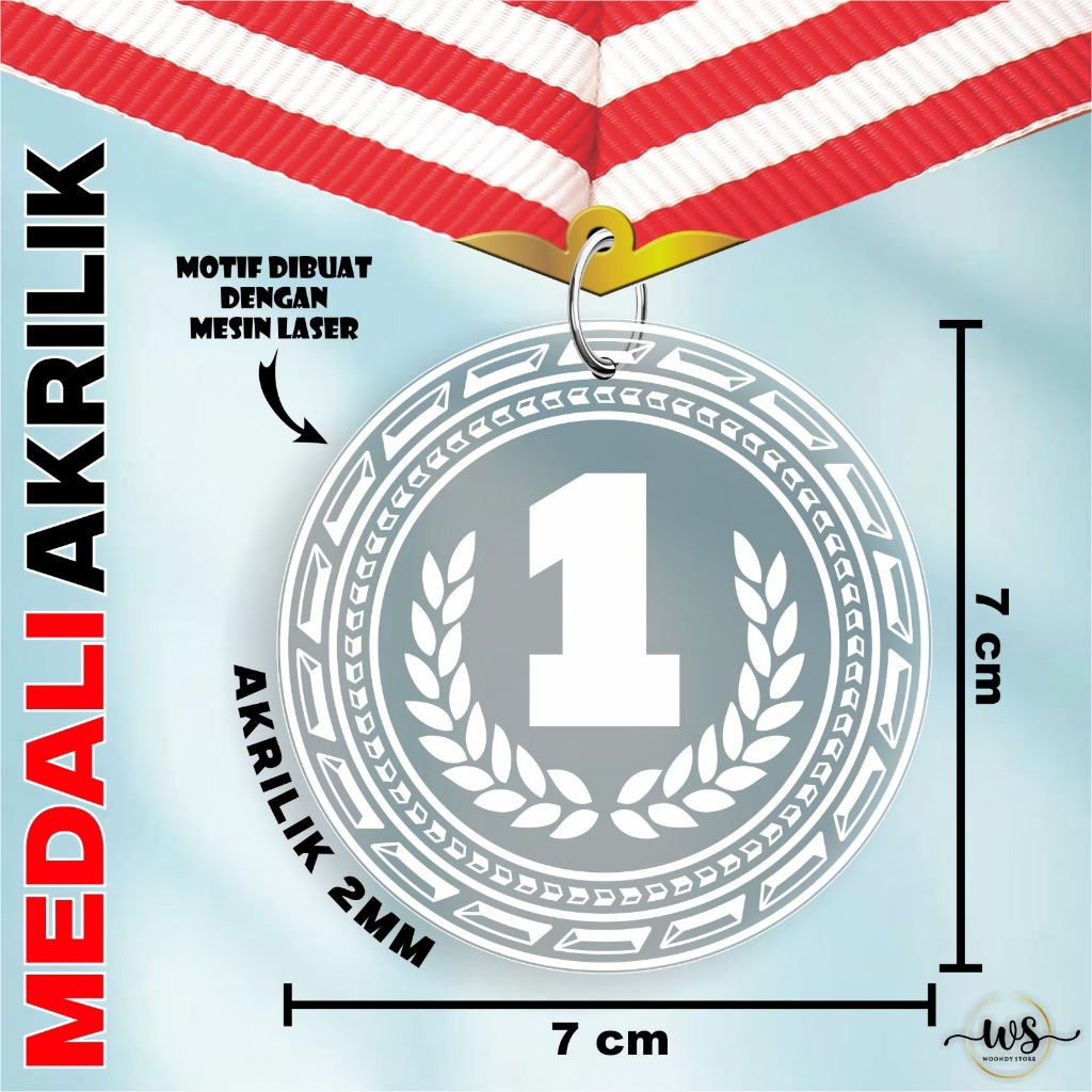 MEDALI PENGHARGAAN LOMBA BAHAN AKRILIK - MEDALI TRANSPARAN - MEDALI AKRILIK READY STOCK