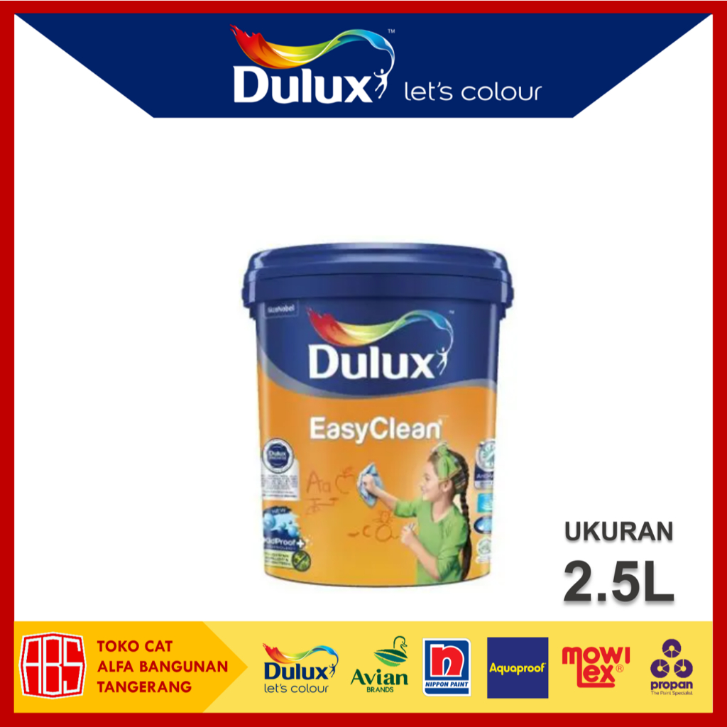 Dulux EasyClean Galon 2.5L - Cat Tembok Interior Premium Kilap - Mudah Dibersihkan Dulux Easy Clean