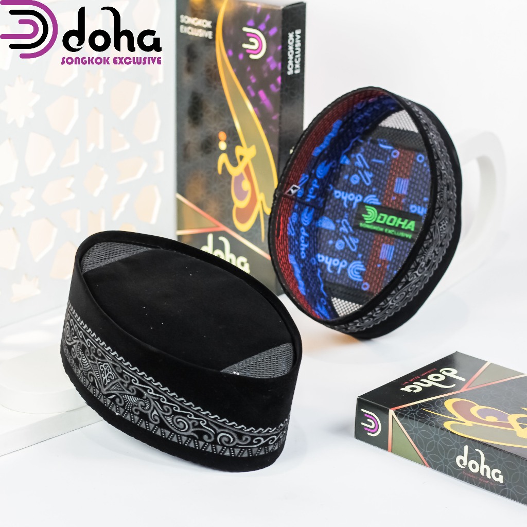 PECI SONGKOK HITAM MOTIF BATIK DIAMOND Exclusive Bahan Bludru Premium Original by DOHA