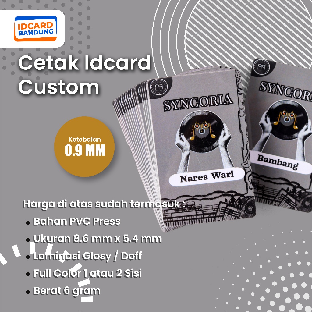 ID CARD CUSTOM 1 & 2 SISI / BAHAN PVC TEBAL 0,9 mm