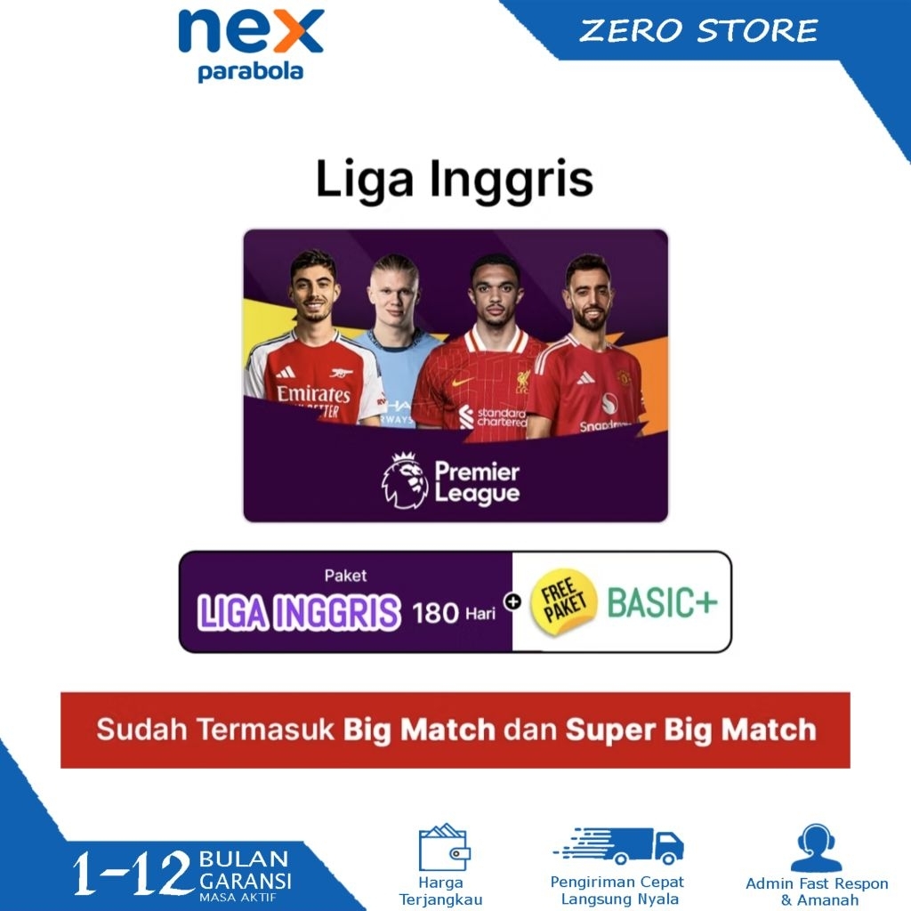 Paket Liga Inggris Nex Parabola 90/180 Hari Paket Promo