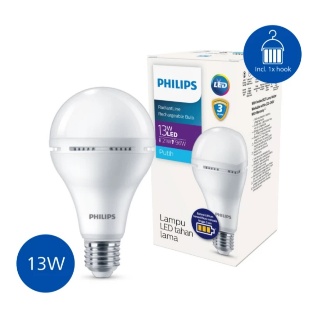 Lampu Led Philips Emergency / Magic Radiantline Ac Dc 13W 13 Watt Tetap Nyala Walau Mati Lampu Pasti