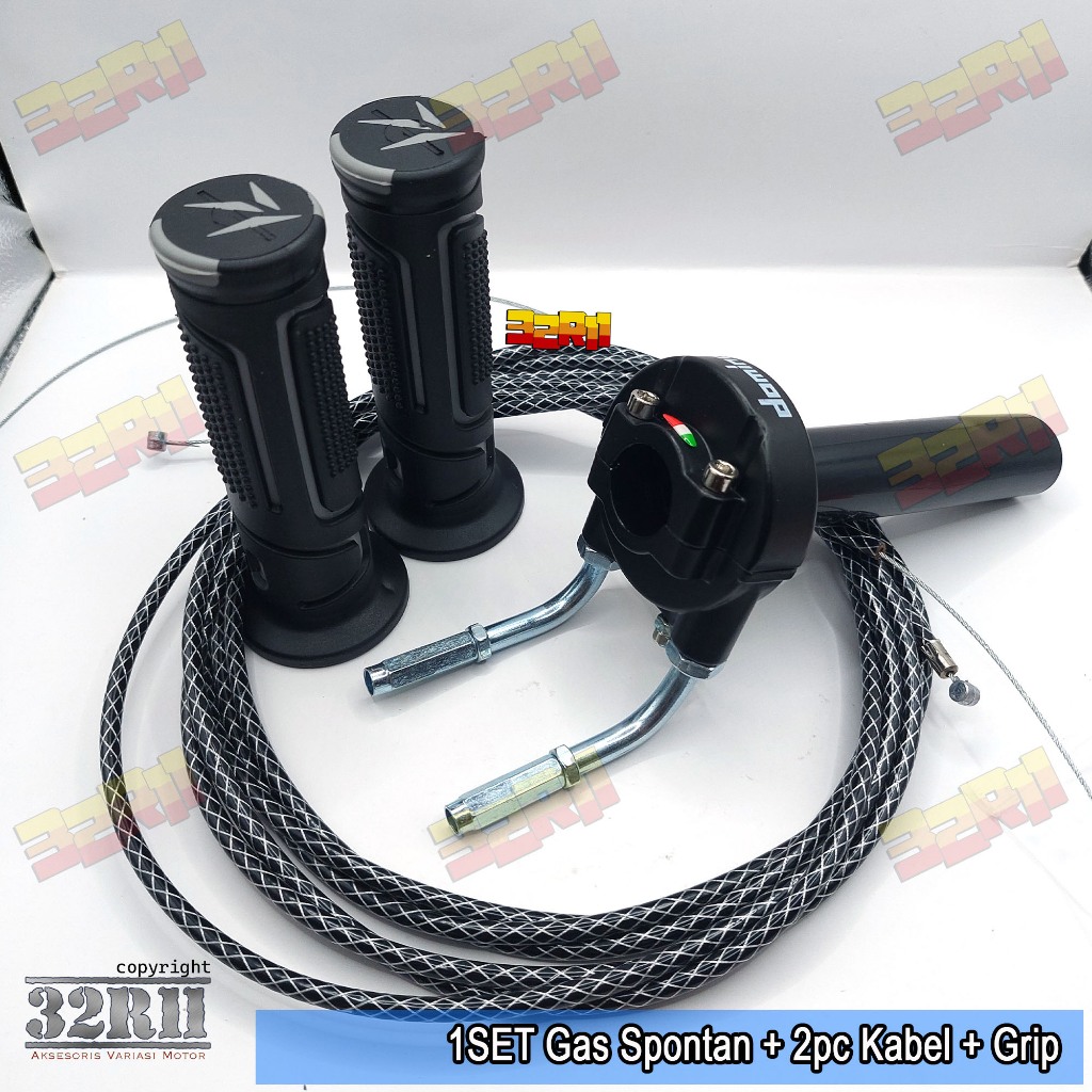 Gas Spontan paket + L Gas Cnc + 2 Kabel Gas Serat + grip Sonic Satria fu Vixion Vario Beat Scoopy Nm