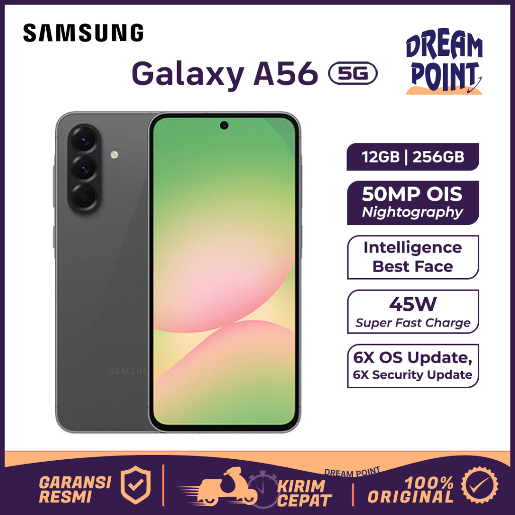 Samsung Galaxy A57 5G 12/256GB Hape Android Kamera Jernih HP Gaming Spek Dewa Samsung Terbaru 2025