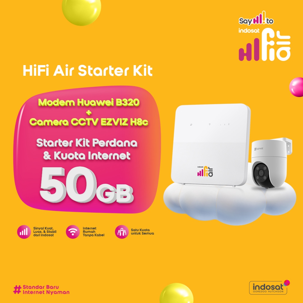 Indosat HiFi Air Huawei B320 Modem bundling Ezviz H8c 2MP CCTV Outdoor