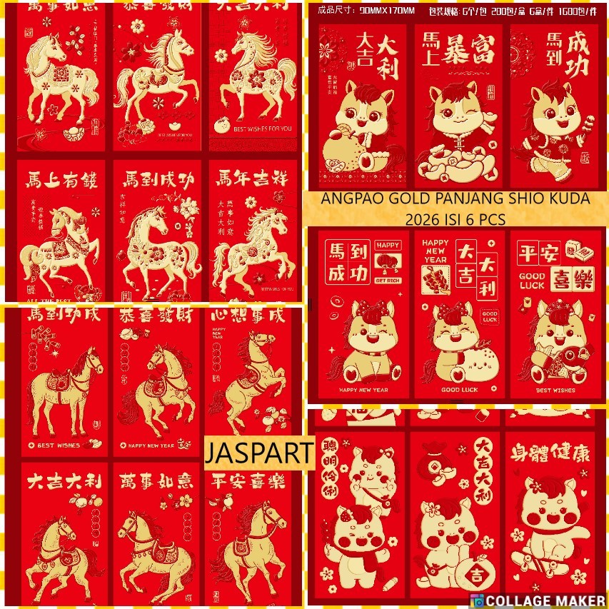 

6pcs Angpao 2025 FU ULAR Imlek Merah PREMIUM ANGPAO FUK angpao imlek panjang VARIAN GOLD
