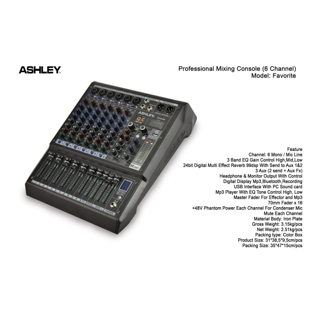 Mixer Audio ASHLEY Favorite 6 Mixer Ashley 6chennel Profesional mixer console Original USB SOUNDCARD