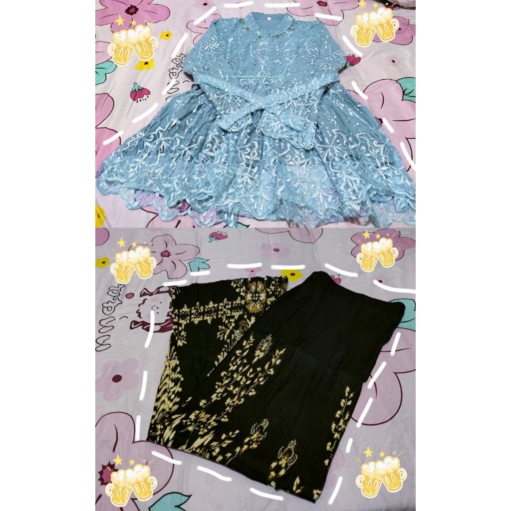 New Preloved PL Set Kebaya Wanita Wisuda Tunangan Denim