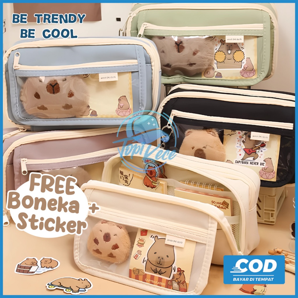 

Tempat Pensil Sekolah Kapibara Aesthetic Lucu Kotak Pensil Jumbo Perlengkapan Alat Tulis Multifungsi