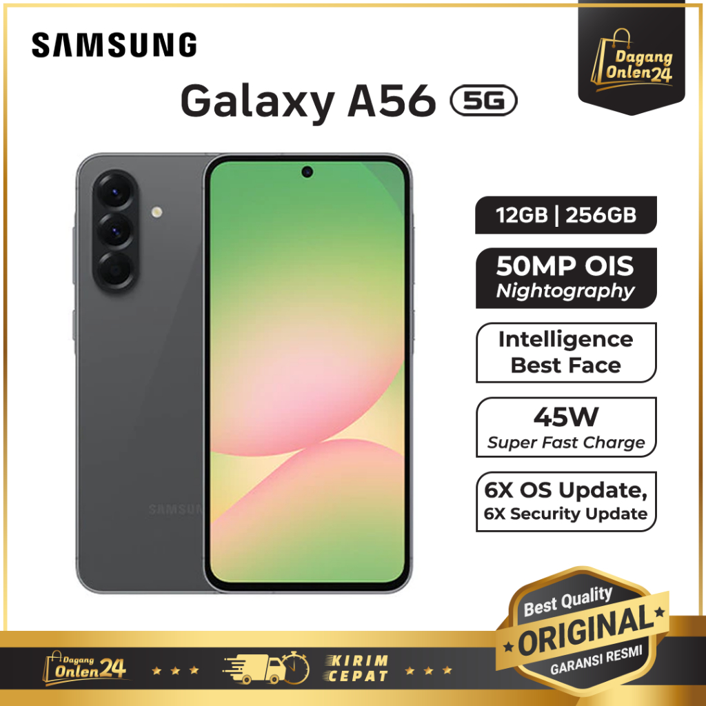 Samsung Galaxy A56 5G 12/256GB Hape Android Kamera Jernih HP Gaming Spek Dewa Original Garansi Resmi