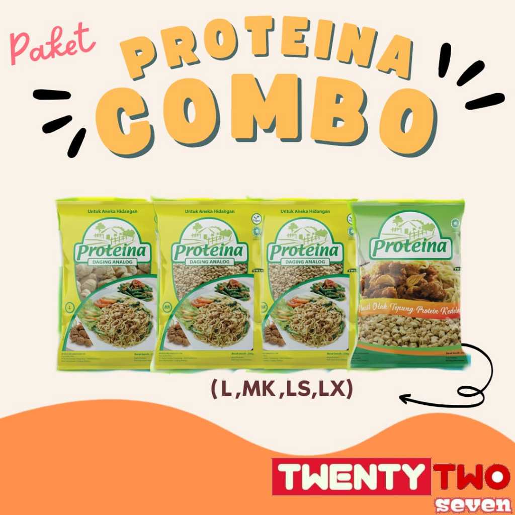 

Promo Combo Hemat Proteina Protein Nabati Vegetarian Sehat 250 Gram ( L, MK, LS, LX )