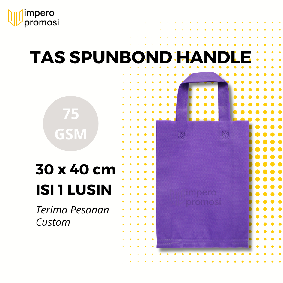 

Impero - GOODIE BAG SPUNBOND HANDLE 30x40 / Harga Lusinan / Kantong Belanja Murah (Ungu)