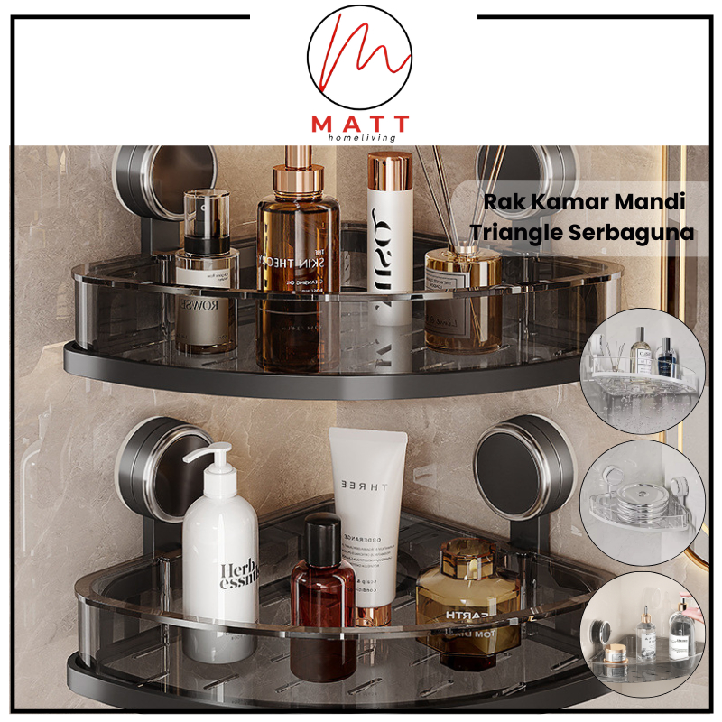 MATT Rak Kamar Mandi Triangle Serbaguna Cantik Rak Kamar Mandi Plastik Estetik Rak Sabun Shampoo Tra