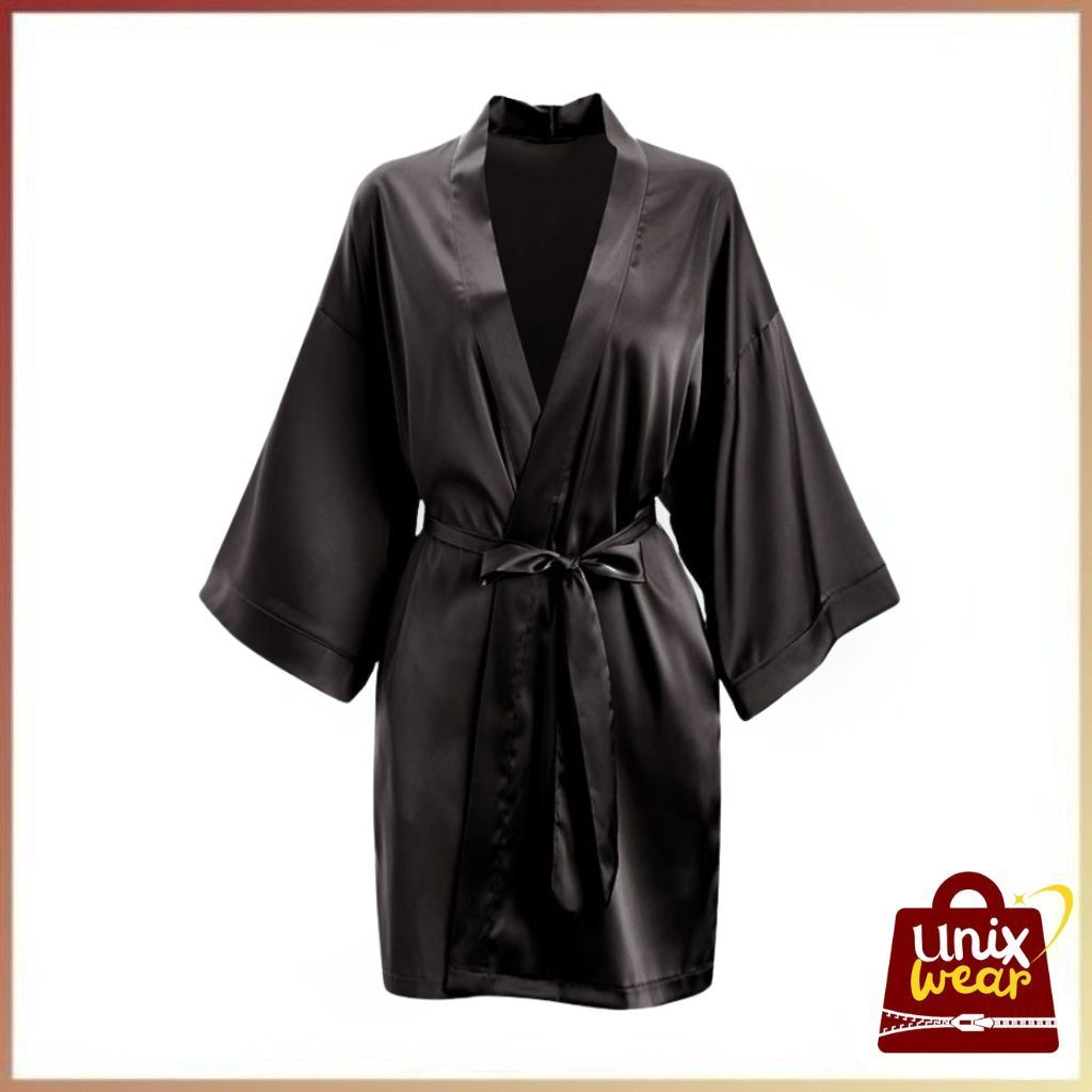 UnixWear - Kimono Baju Tidur Set Lace Bahan Satin Ascalor Sutra Piyama