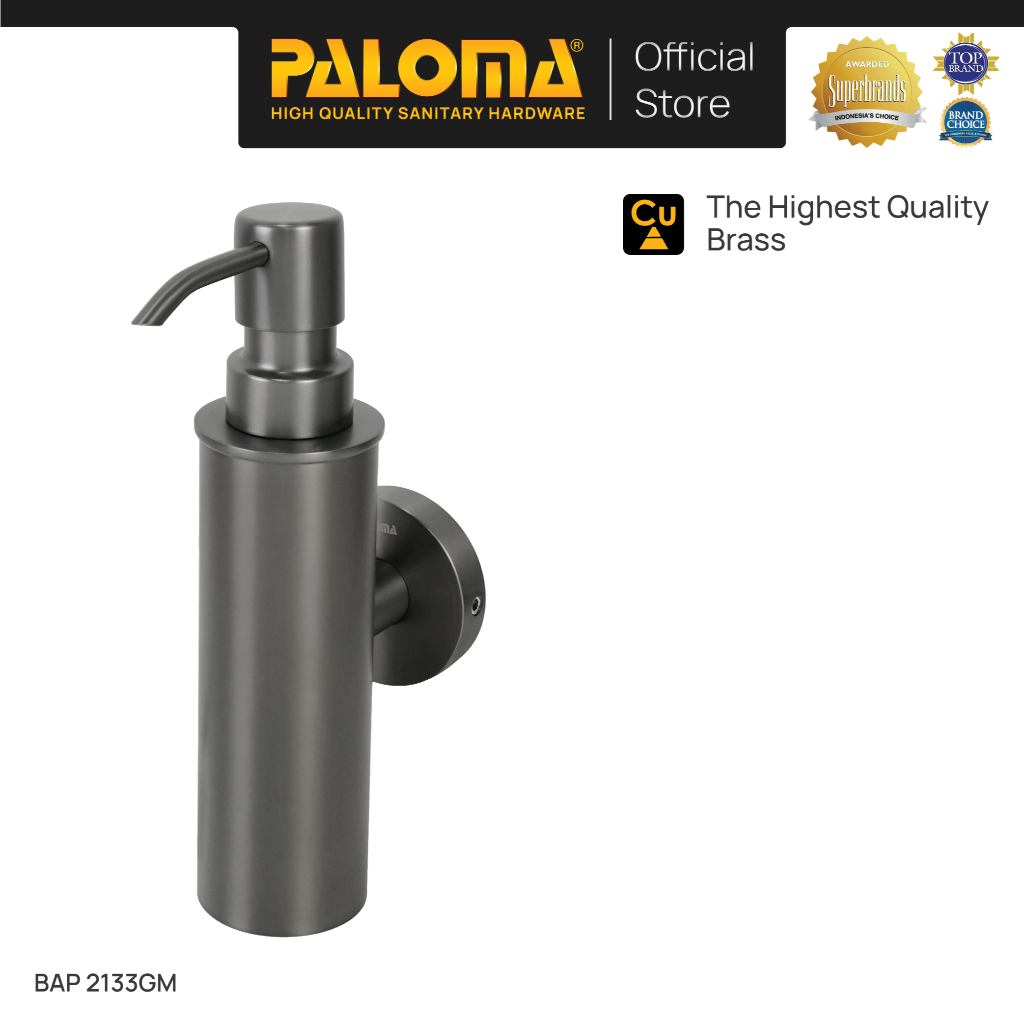 PALOMA BAP 2133GM Penyimpanan Sabun Soap Dispenser Shampoo Cair Tempat Botol Pump Kamar Mandi Wall D