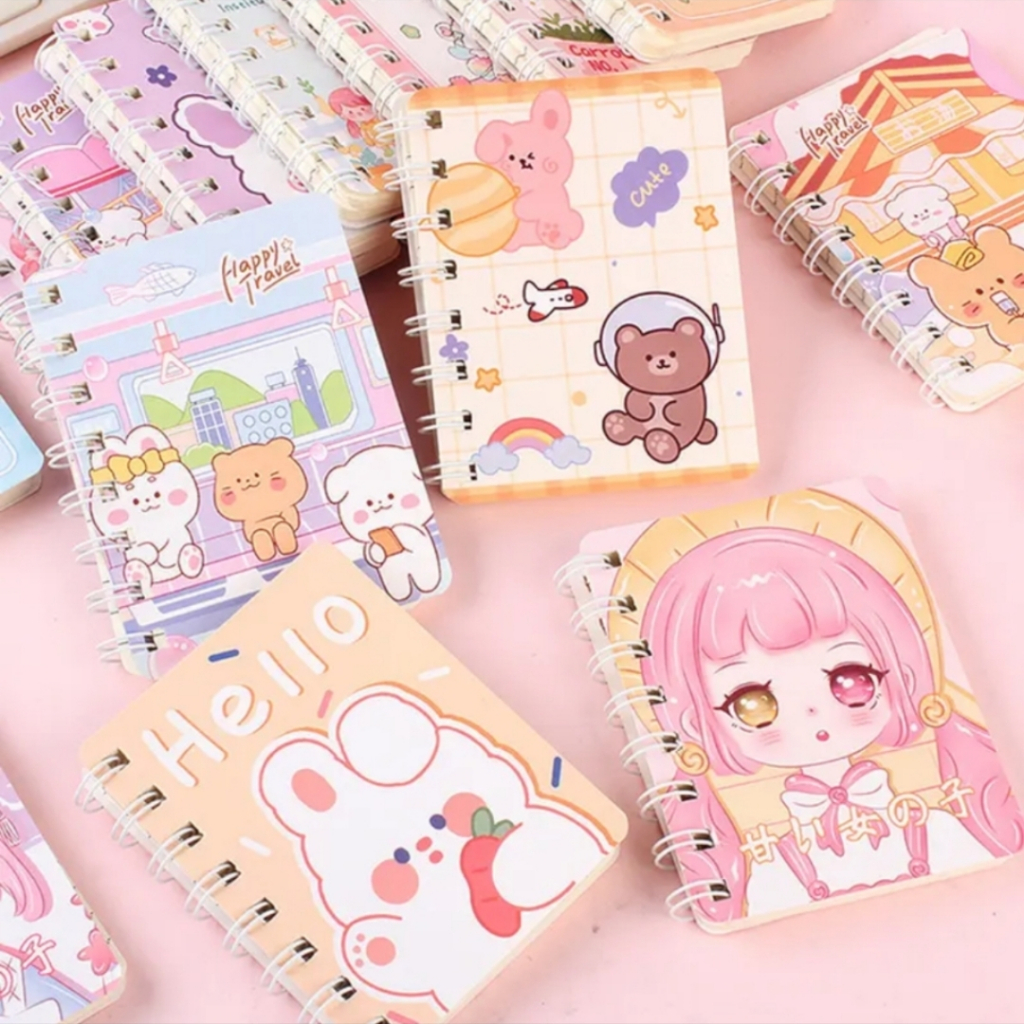 

GYN Notebook Ring Mini A7 Motif/ Buku Tulis Buku Catatan Memo Ring/ Spiral isi 80 Lembar Notebook