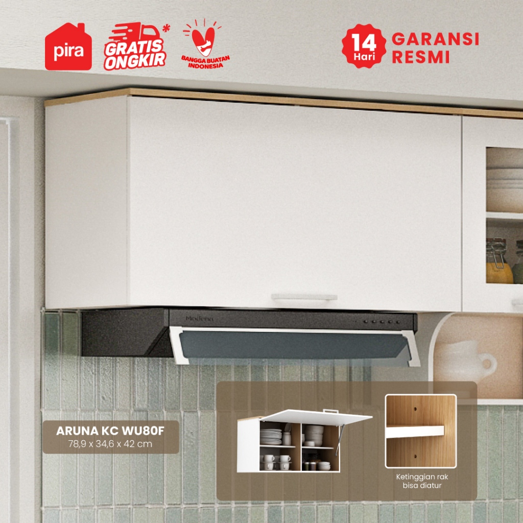 PIRA METROPOLIS OX -  ARUNA KC WU80F Rak Dapur / Rak Gantung Dapur / Kitchen Set Atas 2 Pintu Flip