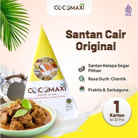 

COCOMAXI Santan Instant Cair Gurih Alami Praktis 65 ml - Isi 32 Pcs 1 Kardus