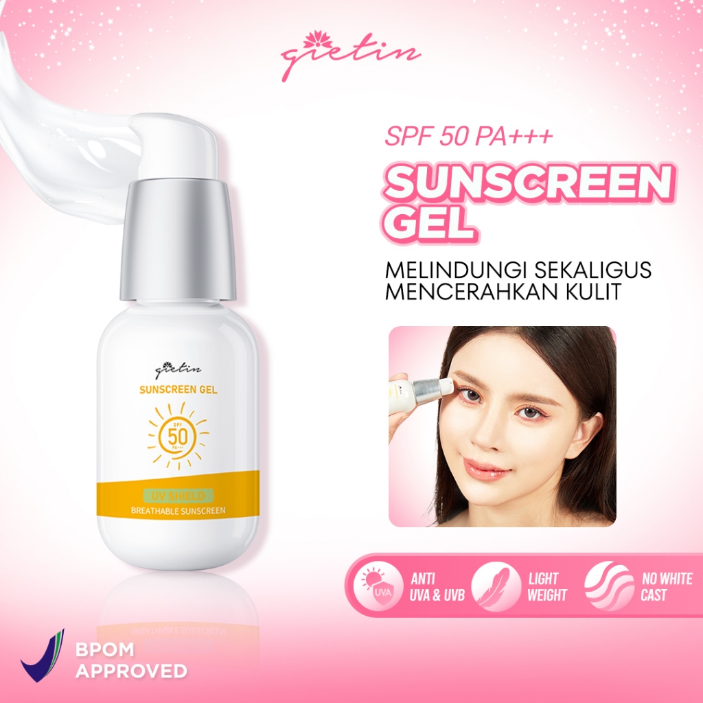 GIETIN Sunscreen Gel SPF 50 PA+++ Tone up No Whitecast Tidak Lengket