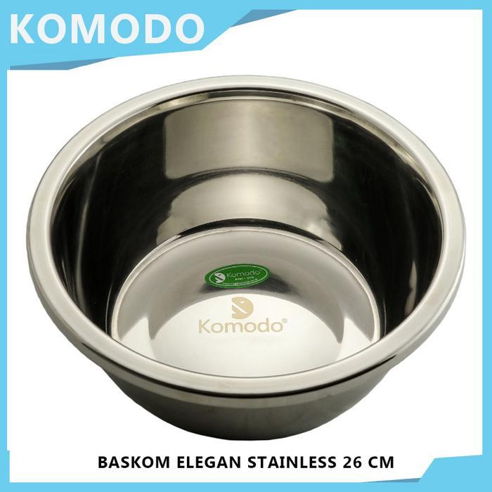 KOMODO BASKOM ELEGAN KOREA STAINLESS UKURAN 26 CM / BASKOM STAINLESS KOMODO