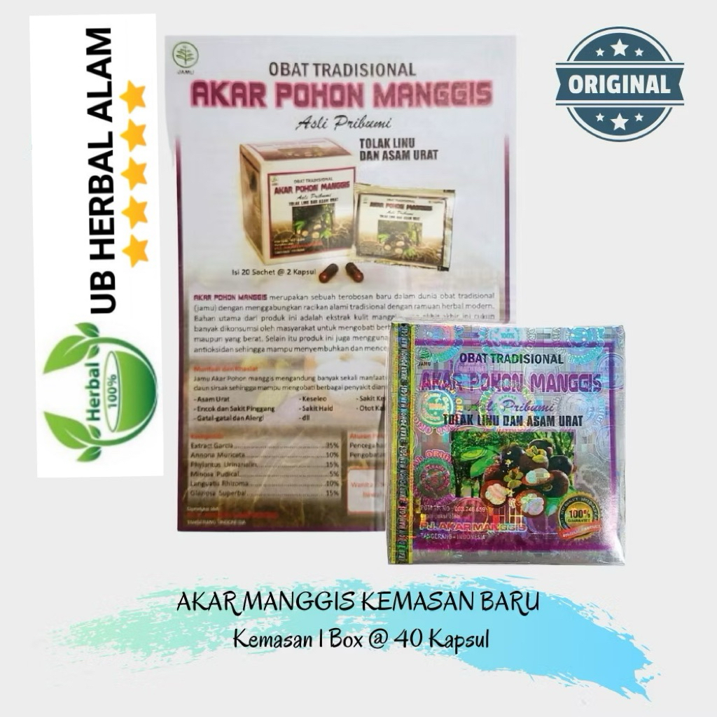 Akar pohon manggis - 20 Sashet @ 2 kapsul / obat asam urat dan pegalinu original asli