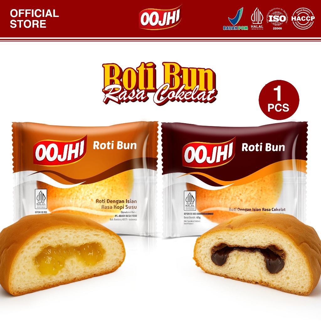 

OOJHI Roti Bun 2 Varian Rasa Kopi susu & Cokelat Cemilan Makanan Enak Bersertifikat BPOM & Halal