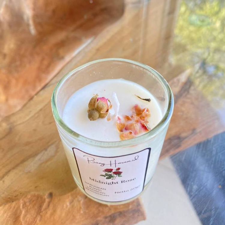 Lilin Aromaterapi Scented Candle | Souvenir Hampers Lilin Aroma Rose | Lilin Gelas Aromatherapy