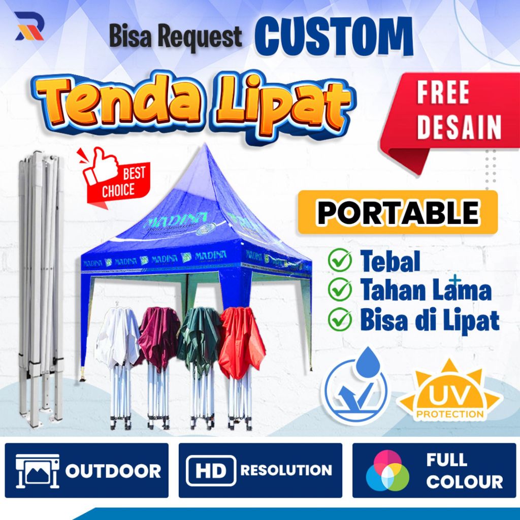 Tenda Krucut Portable Custom | Tenda Lipat Portable PREMIUM | tTenda Tebal Anti Hujan & Panas, Free 