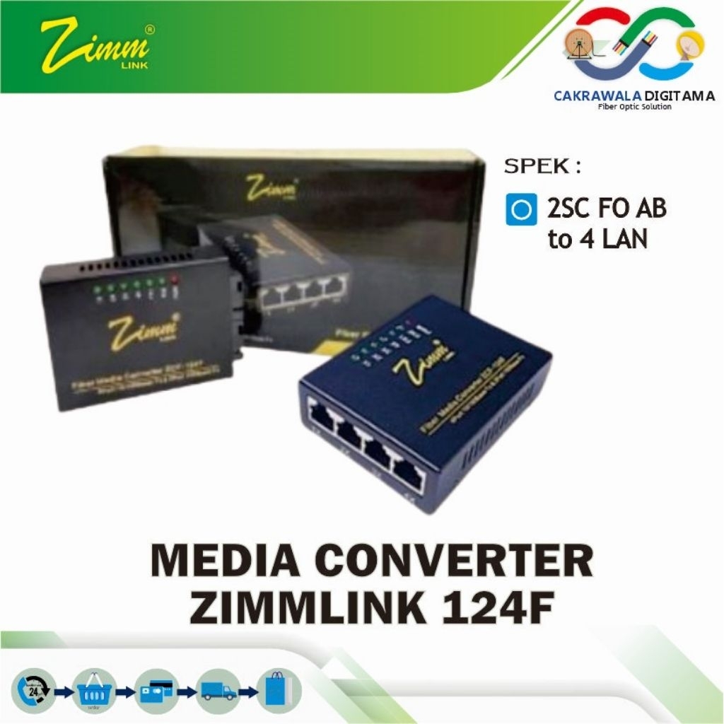 Media Converter Zimmlink ZCF-124F 2 FO SC AB to 4 LAN 10/100Mbps
