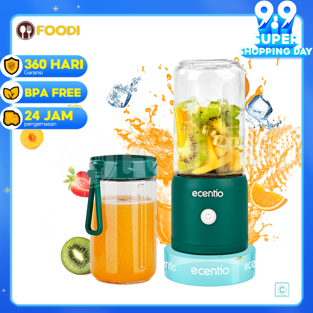 Ecentio juicer blender jus portable/blender mini portable Kaca/juicer portable 6/8/10/12 mata pisau