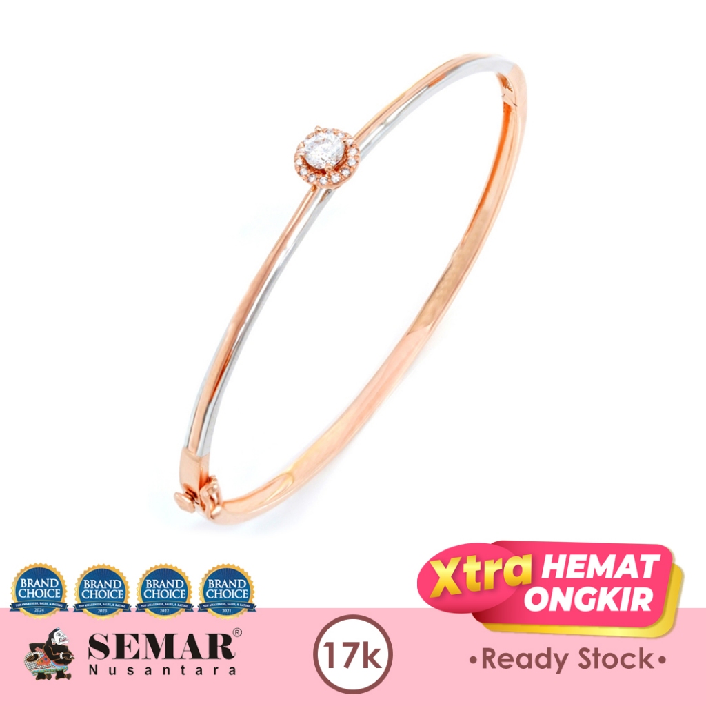 Gelang Emas Noreen Rose White Gold 17K Semar Nusantara