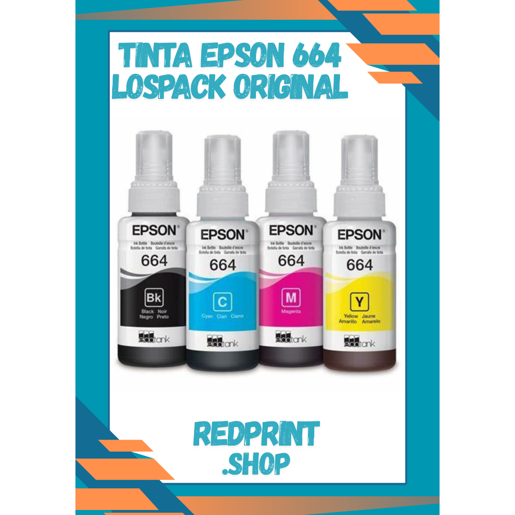 Tinta Epson 664 Original 1 Set <Isi 4 Warna BK,C,M,Y> Lospack/Tanpa Dus  Untuk Printer L120 L360 L13