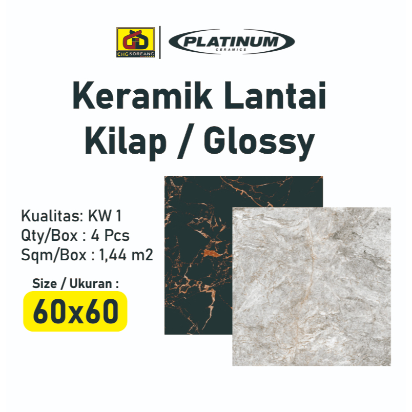 Keramik Lantai 60x60 Kilap Glossy Platinum
