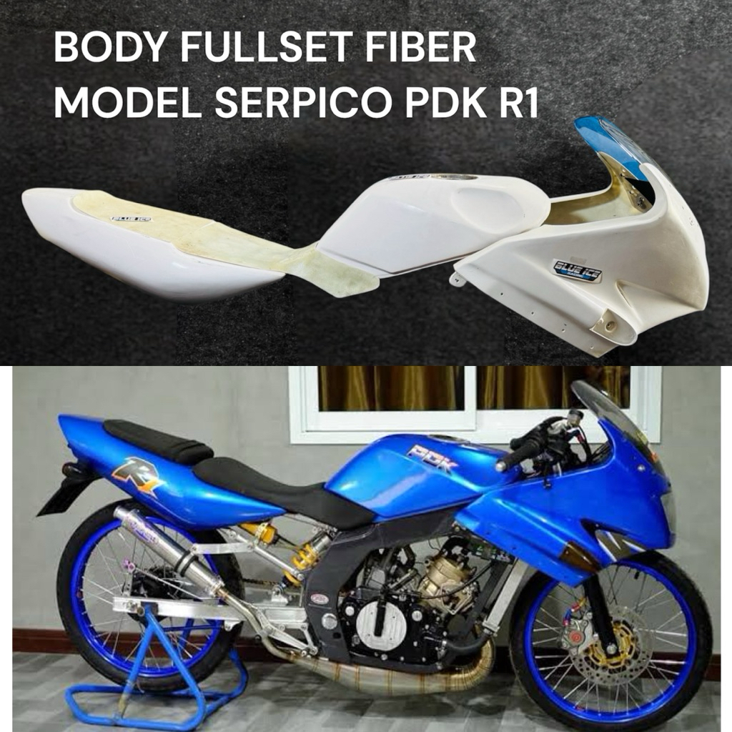 FIBER PDK R1 BODY BELAKANG FARING TANGKI KAWASAKI SERPICO PDK R1 FIBER CUSTOM RAPIH FIBERGLASS - BLU