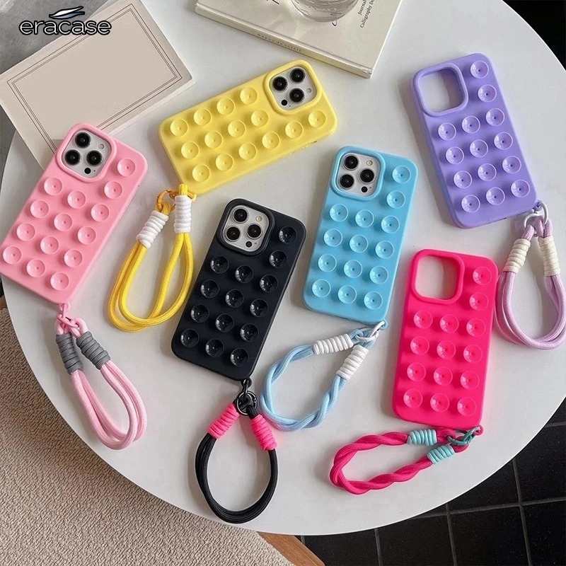 TP10 (Free Strap) Gurita Silicone Case Suction Grip With Lanyard Phone Charm Tali Gantungan - Softca