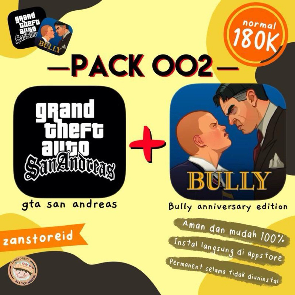 Bully Anniv + GTA SA IOS iPad Lifetime Selamanya Ready