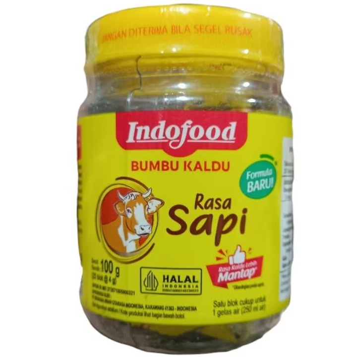 

Bumbu Kaldu Indofood Rasa Sapi 100gr (Isi 25) Toples Magi Maggi Block Blok