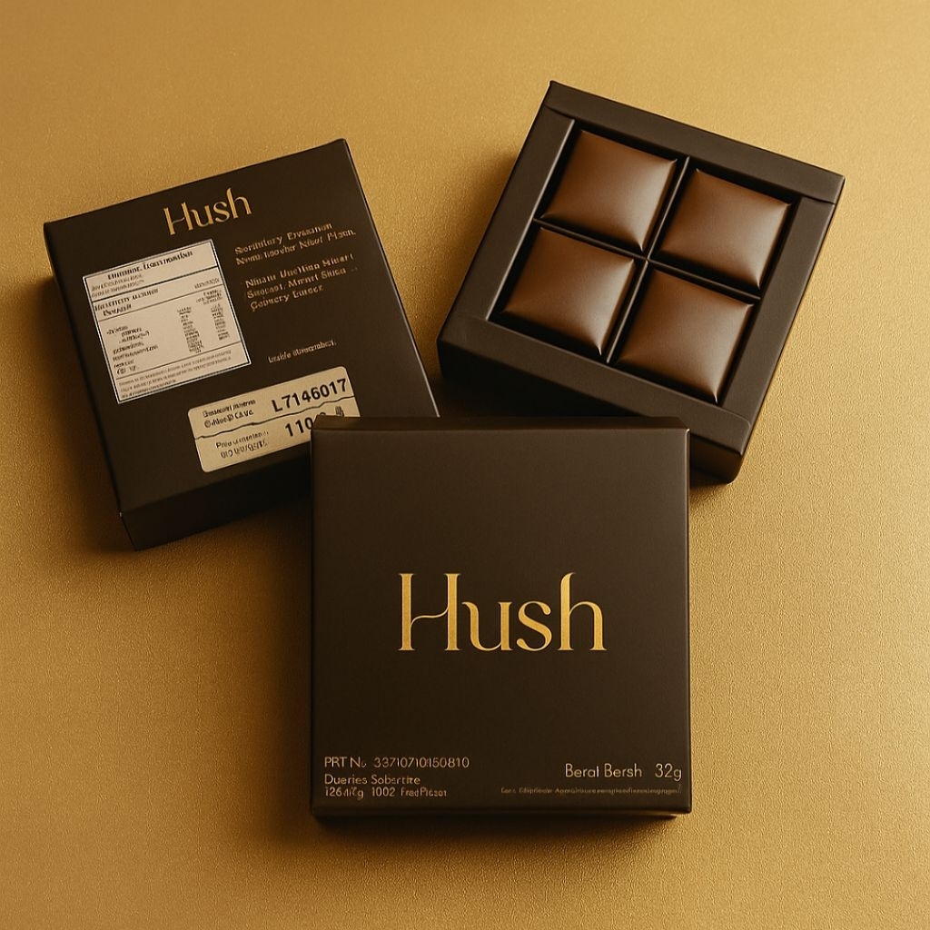 

Hush Chocolate Dark Milk Hush Coklat For Couple Untuk Penguat Pria dan Wanita - Isi 4 Pcs Cokelat