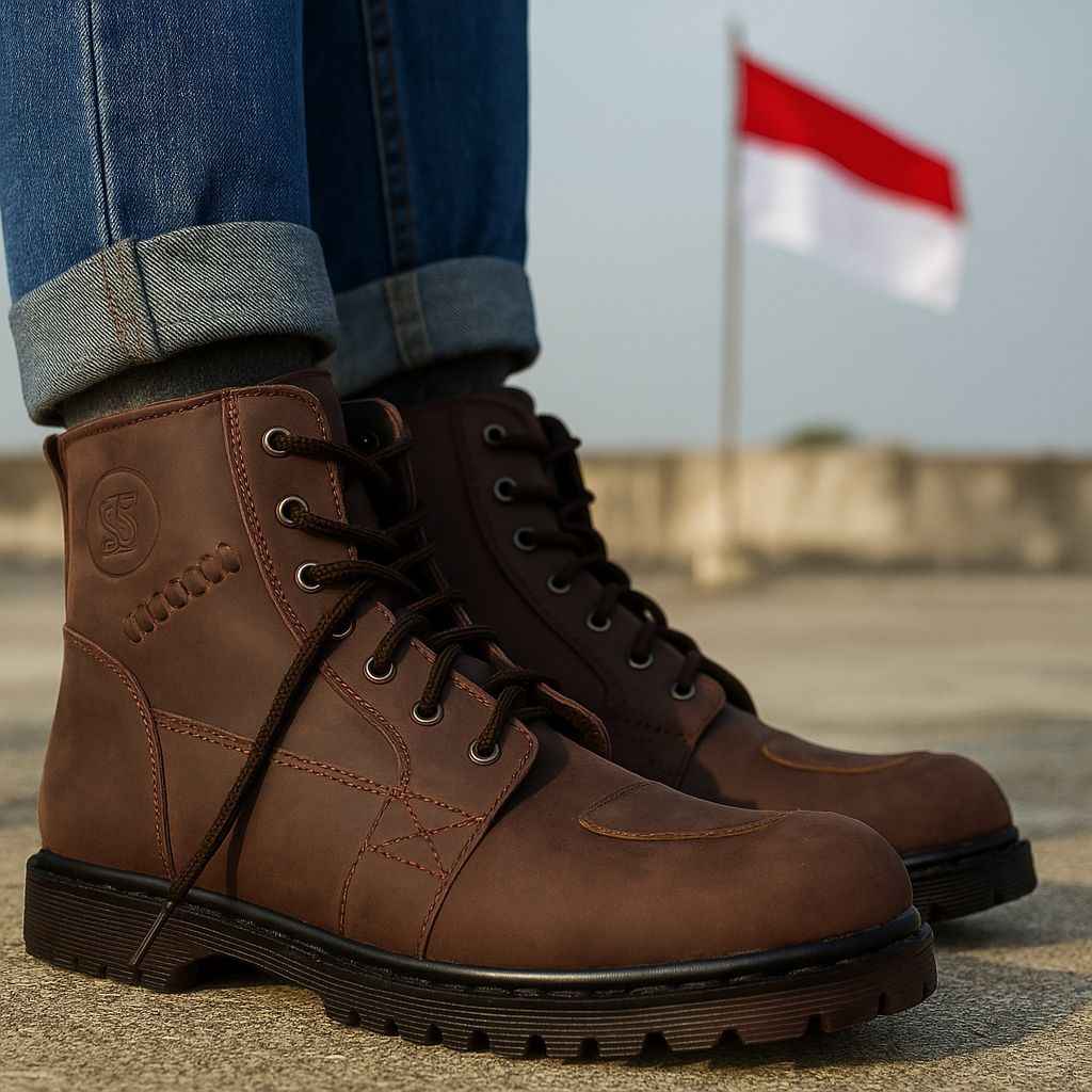 sepatu boots pria, sepatu boots dogmart, boots kulit asli pria, sepatu handmade pria, boots dogmart 