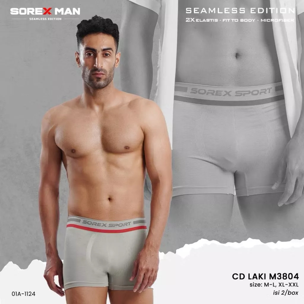 1PCS BOXER MAN SOREX M3804 BAHAN BODY - Sorex Man Sport Cd Seamless Edition Men Boxer Anti Nyeplak C